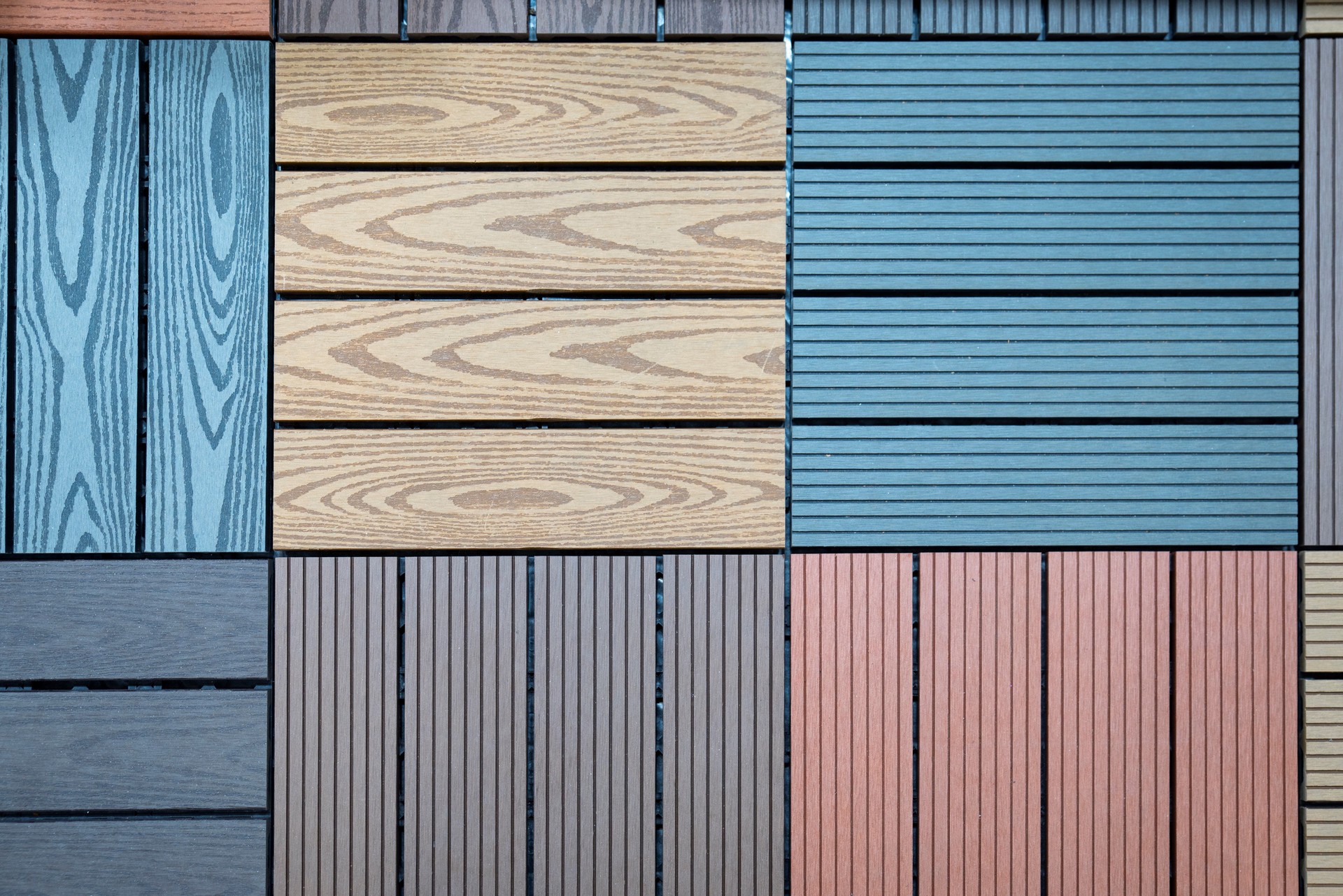 Wood-plastic composite floor panels top view